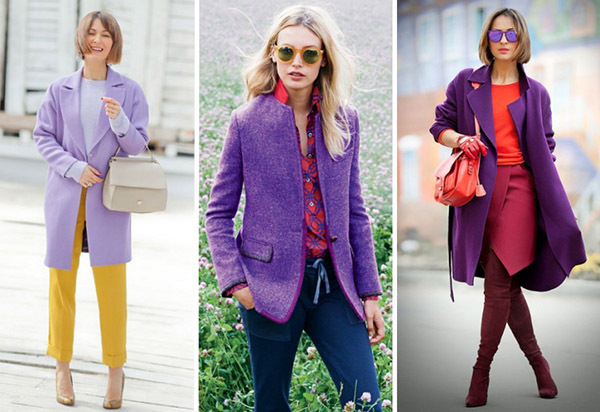 С чем носить самое модно в 2018 фиолетовое пальто: лучшие образы зимы и весны 2018