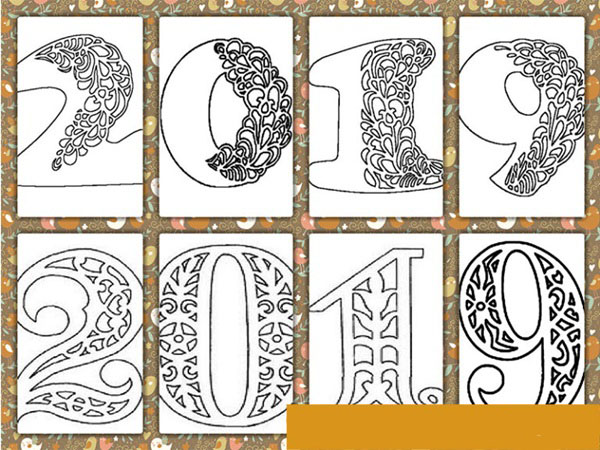 Трафареты на окно Новый год свиньи 2019 для вырезания, схемы, шаблоны, распечатать 
