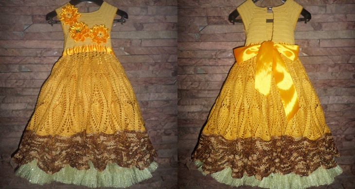 Праздничное платье для девочки крючком своими руками, пошаговые фото и описание