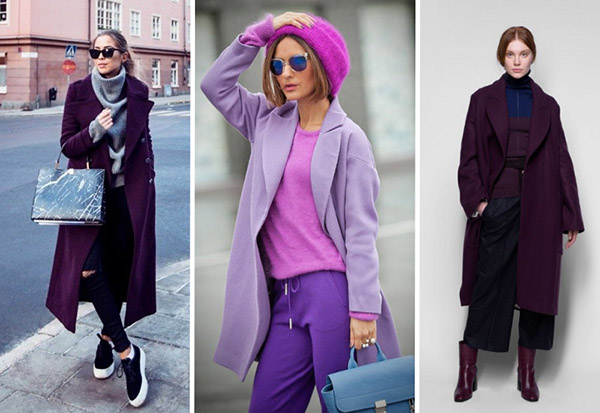 С чем носить самое модно в 2018 фиолетовое пальто: лучшие образы зимы и весны 2018