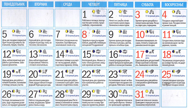 Посевной календарь на март 2018 в таблицах для садоводов-огородников и цветоводов России
