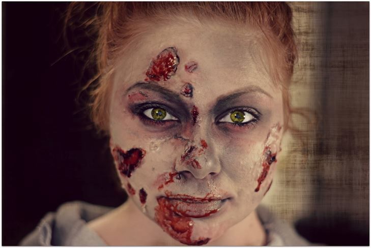 Макияж зомби на Хэллоуин: фото, видео как сделать своими руками
